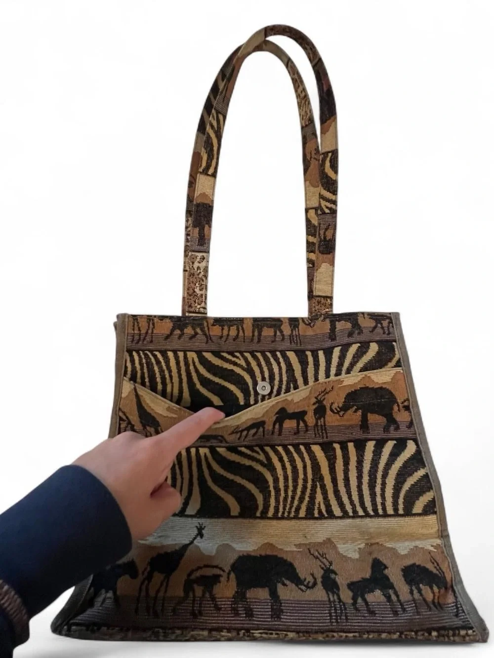 Jade Safari-Print Tote in Brown and Black